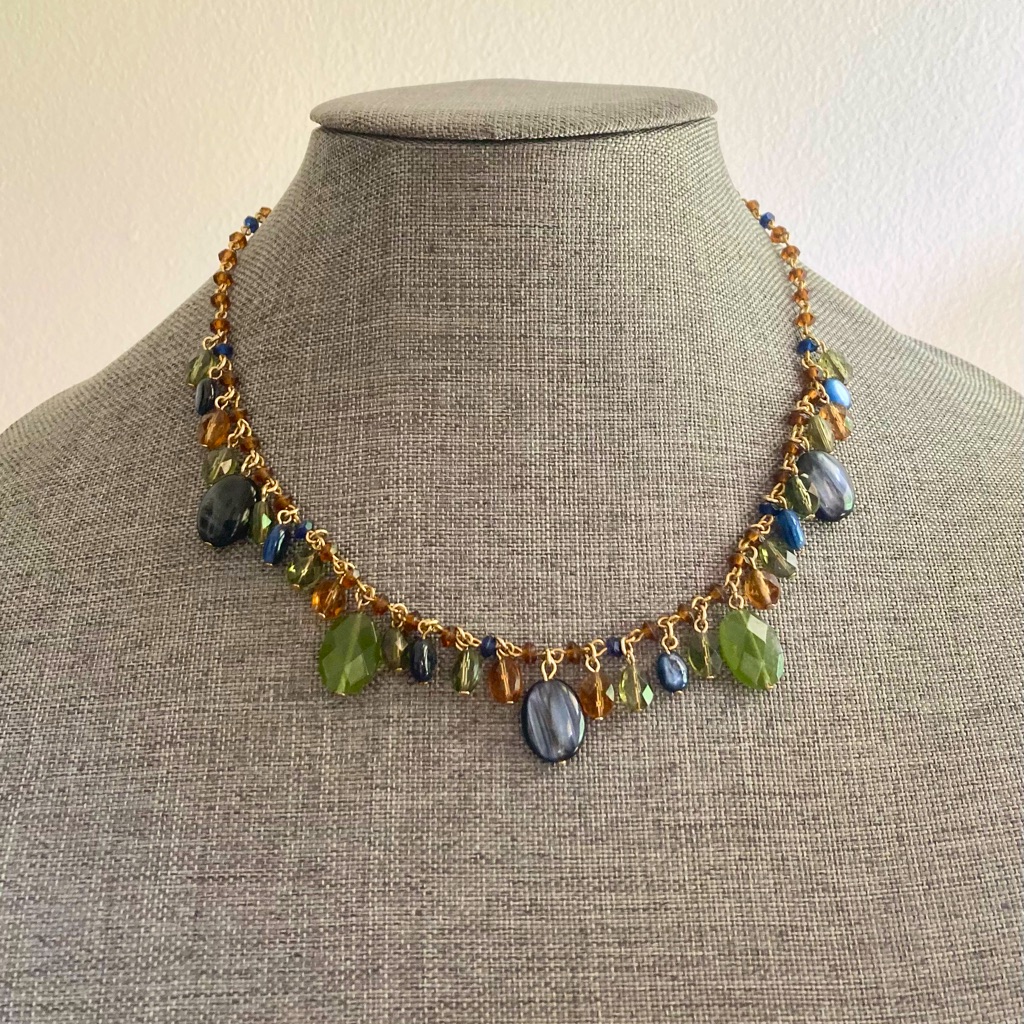 Ralph Lauren Gold Tone Colorful Beaded Dangle Chain Necklace 21$